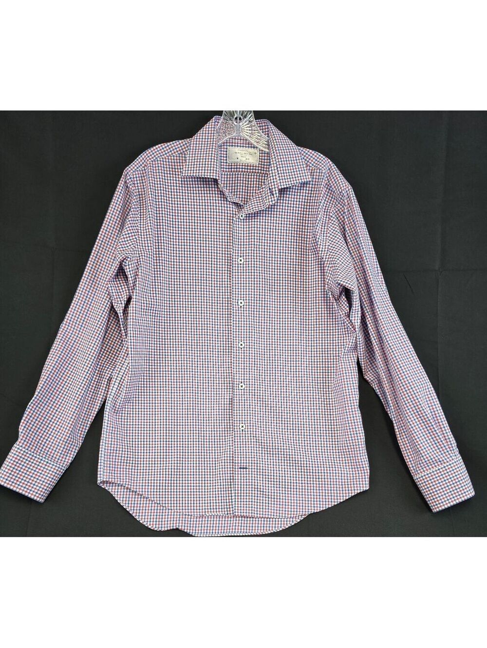 Lorenzo Uomo Men's Trim Fit Checkered Dress Shirt, 100% Cotton, Size 16 34-35